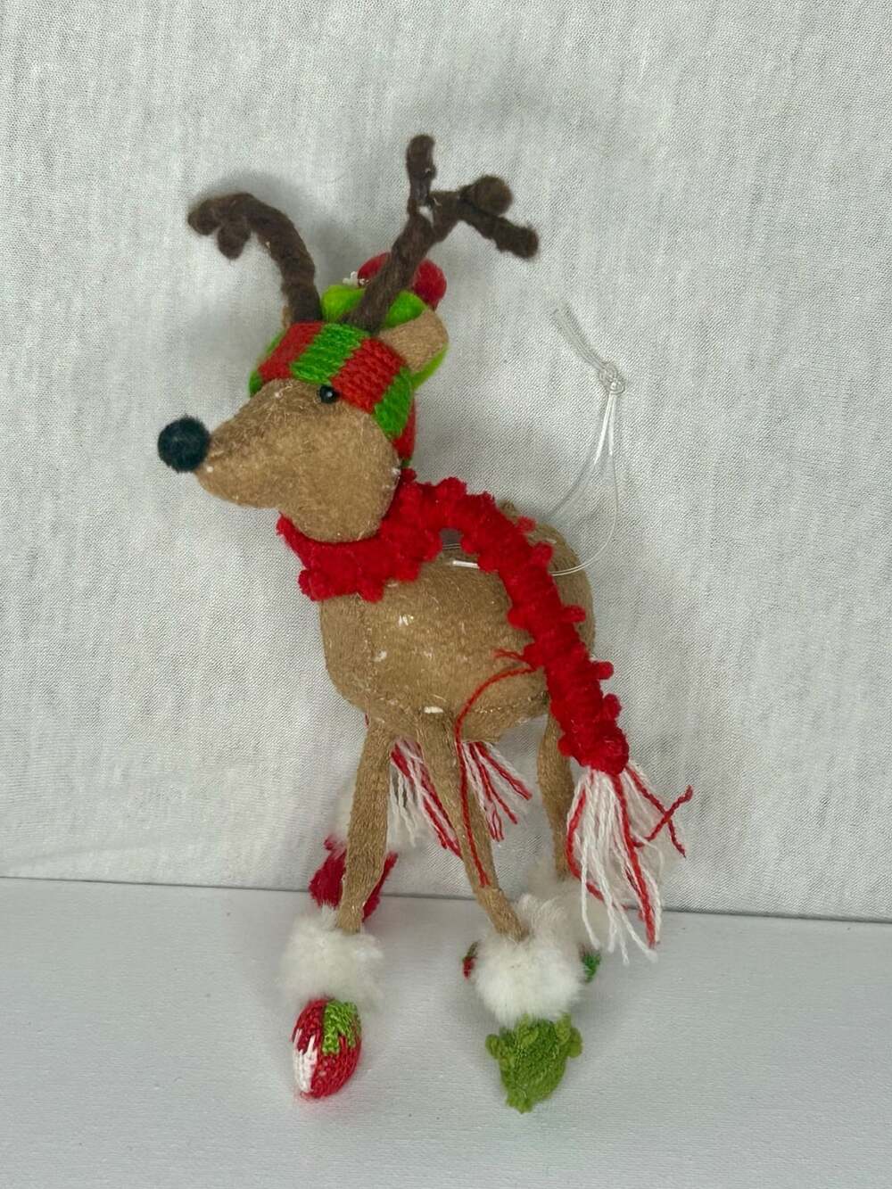 Felt Reindeer Christmas Holiday Ornament With Scarf And Hat